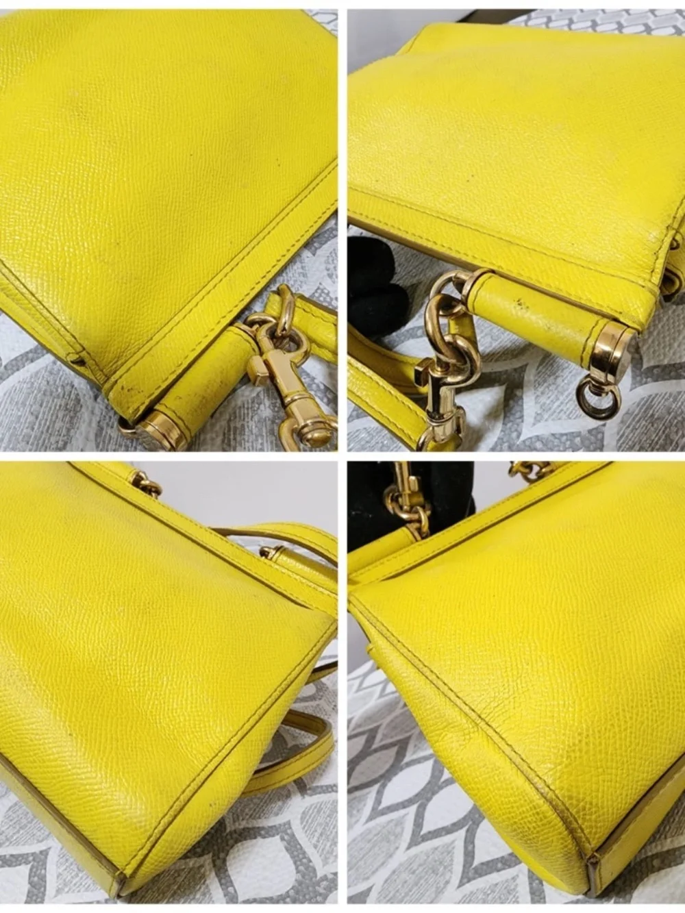 Authentic DOLCE & GABBANA Dauphine Small Miss Sicily Satchel Bag Yellow